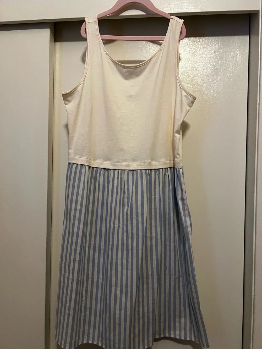 Old Navy Cream Tank Top with Blue Stripe Skirt Kids Dress XXL